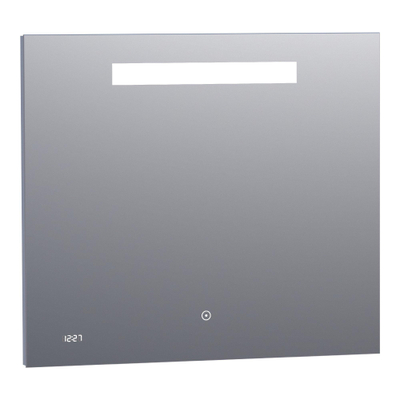 Saniclass Exclusive Line Clock spiegel 80x70cm met verlichting met klok aluminium