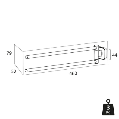 Tiger Carv Handdoekrek 2armig Zwart