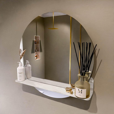 Mondiaz SPOT Badkamerspiegel - rond 70cm - spiegelplanchet - kleur Ostra