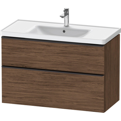 Duravit D-Neo wastafelonderkast 98.4x62.5x45.2cm 2 lades Noten (donker) Mat