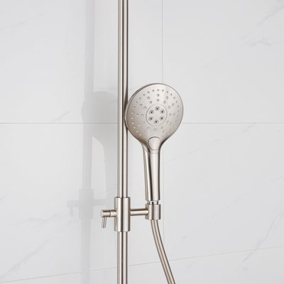 Fortifura Calvi Glijstangset - geïntegreerde wandaansluitbocht - doucheslang glad- ronde handdouche - Geborsteld RVS PVD (RVS)