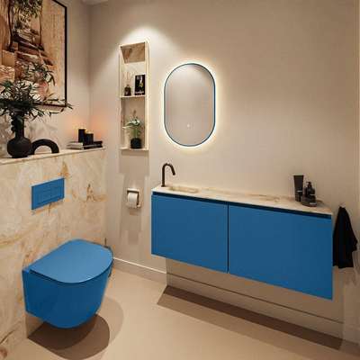 MONDIAZ TURE-DLUX 120cm toiletmeubel Jeans. EDEN wastafel Frappe positie links. Met 1 kraangat.