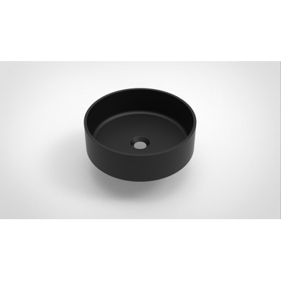 Arcqua Case waskom - 40x40cm - Rond - Cast marble Zwart Mat