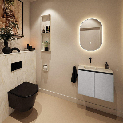 MONDIAZ TURE-DLUX 60cm toiletmeubel Plata. EDEN wastafel Ostra positie links. Zonder kraangat.