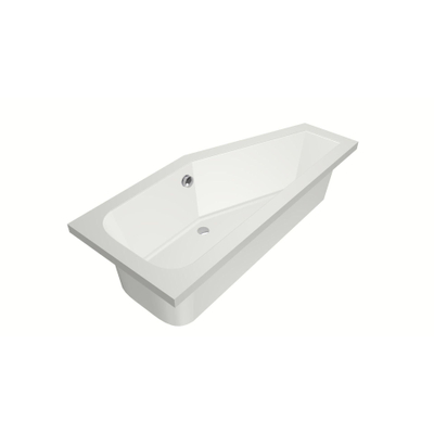 Xenz Lagoon compact ligbad - 170x75cm - met overloop - zonder afvoer - Hoekopstelling rechts - Acryl Edelweiss mat