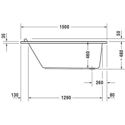 Duravit Starck kunststof inbouwbad acryl rechthoekig 150x75x46cm wit