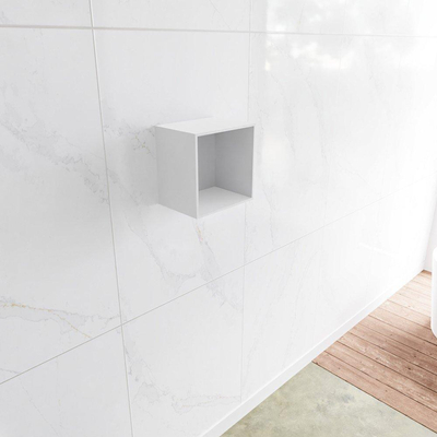 MONDIAZ Lagom Badkamernis 30cm inbouw opbouw Solid surface Talc SHOWROOMMODEL