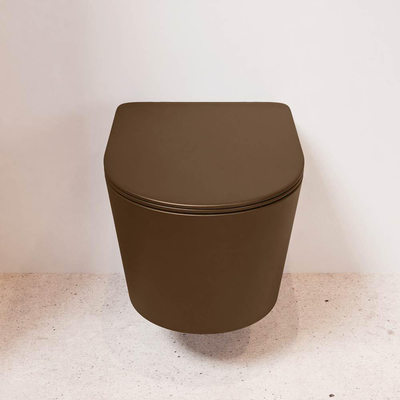 MONDIAZ LAVIE wandclosetpack - 36x53cm - diepspoel - rimless - Rust (bruin) - softclose - quick-release - toiletzitting - Rust (rood)