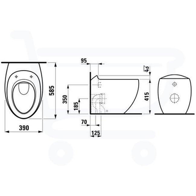 Laufen Alessi One staand closet 58.5x39x46cm diepspoel back to wall afvoer PK. vario (70 of 125) keramiek lcc-wit