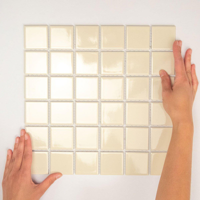 The Mosaic Factory Barcelona mozaïektegel - 30.9x30.9cm - wandtegel - Vierkant - Porselein Cream Glans