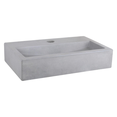 Differnz Flat fonteinset - 38x24x8cm - Rechthoek - 1 kraangat - Recht rose koper kraan - Beton Grijs