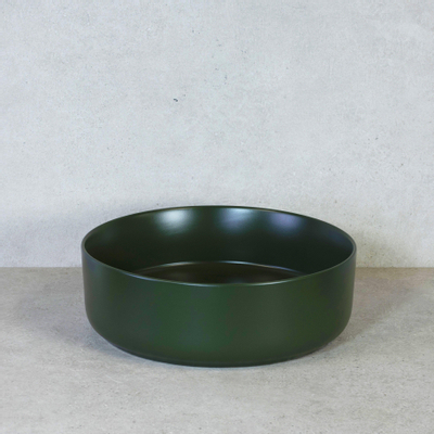 HR Badmeubelen Note waskom - 37x12cm - opbouw - keramiek - olijfgroen mat