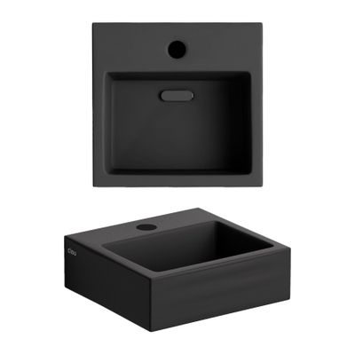 Clou Flush 1 fontein 28x27cm kraangat Keramiek Zwart mat