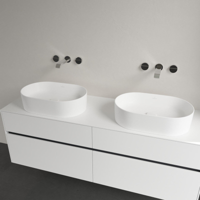 Villeroy & Boch Collaro opzetwastafel ovaal 56x36cm zonder overloop zonder kraangat ceramic+ stone white