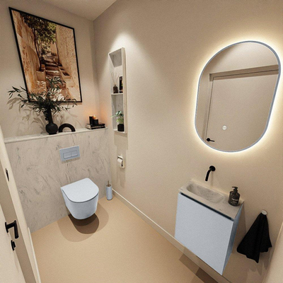 MONDIAZ TURE-DLUX 40cm toiletmeubel Clay. EDEN wastafel Opalo positie links. Zonder kraangat.