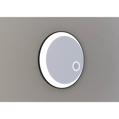 Thebalux Spiegel M07 - 70cm - rond - directe LED - vergrootspiegel - kleurwissel - dimfunctie - spiegelverwarming - memory sensor - mat zwart