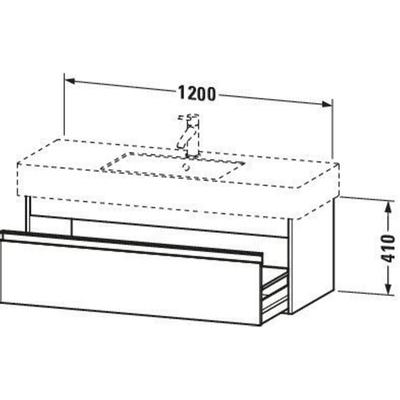 Duravit Ketho Wastafelonderkast 120x45.5x41cm 1 lade Standaard greep met softclose spaanplaat Basalt Mat