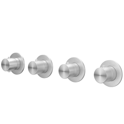 IVY Concord Afbouwdeel - voor Inbouwthermostaat - 3 stopkranen - symmetry - ronde rozetten - RVS316 - geborsteld