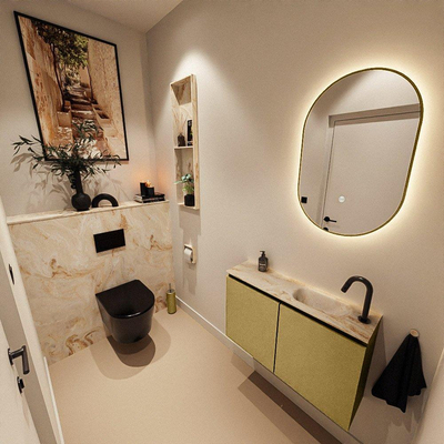 MONDIAZ TURE-DLUX 80cm toiletmeubel Oro. EDEN wastafel Frappe positie rechts. Met 1 kraangat.