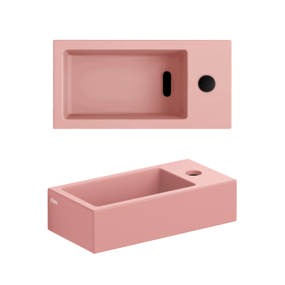 Clou Flush 3 fontein 36x18cm met kraangat rechts mat roze keramiek
