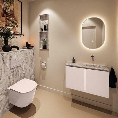 MONDIAZ TURE-DLUX 80cm toiletmeubel Rosee. EDEN wastafel Glace positie rechts. Zonder kraangat.