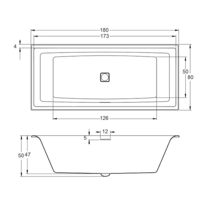 Riho Still Square 180x80 Wit Glans light pillowR SHOWROOMMODEL