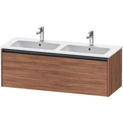 Duravit Ketho 2 wastafelonderbouwkast met 1 lade voor dubbele wastafel 128x48x44cm met greep antraciet noten mat