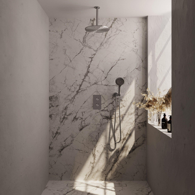 Brauer Brushed Edition Regendoucheset inbouw - hoofddouche 30 cm - 2 functies - - inclusief inbouwdeel - handdouche Rond 3 standen - RVS geborsteld PVD