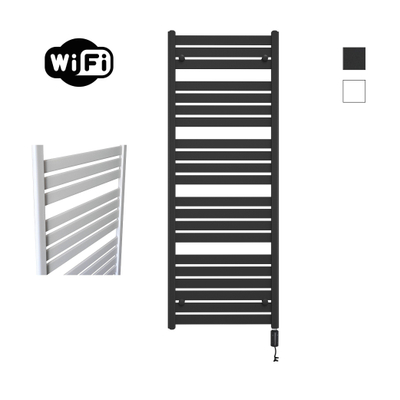 Sanicare HVW - Moda electrische WifiRadiator - 160x60cm - mat zwart met thermostaat zwart - rechtsonder