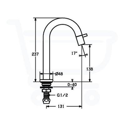 Hansa Hansanova Style toiletkraan 131mm inclusief vaste uitloop chroom