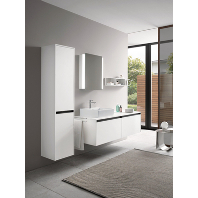 Duravit Ketho 2 wastafelonderbouwkast incl. consoleplaat met 2 laden voor waskom links 160x55x45.9cm met handgrepen antraciet wit mat