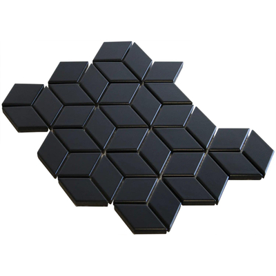 The Mosaic Factory Paris mozaïektegel - 26.6x30.5cm - wand en vloertegel - Porselein Black Mat