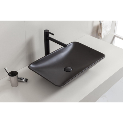 Wiesbaden Karé waskom rechthoekig 58 x 36 x 11,5 cm keramiek mat zwart