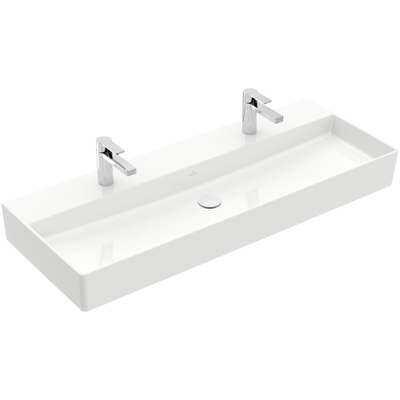 Villeroy & Boch Memento 2.0 wastafel onderzijde geslepen 120x47cm zonder overloop 2 kraangaten ceramic+ wit