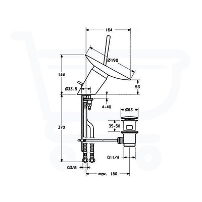 Hansa Hansamurano wastafelkraan met waste chroom/glas