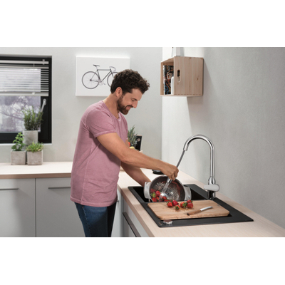 Hansgrohe M42 M429-H220 1-gats keukenkraan m. uittrekbare handdouche m. 360° draaibare uitloop chroom