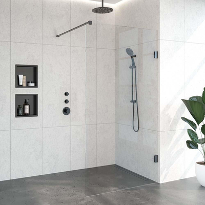 Saniclass Create Complete Profielloze Inloopdouche 110 Gunmetal geborsteld