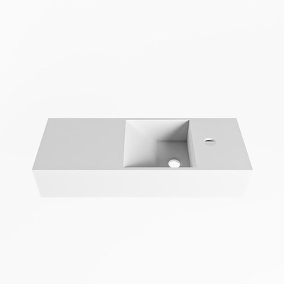Mondiaz TYNE Fonteinset - 60x23x12cm - wasbak rechts - 1 kraangat - solid surface Talc mat
