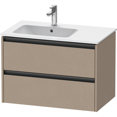 Duravit Ketho 2 wastafelonderbouwkast met 2 laden voor waskom links 81x48x54.9cm met grepen antraciet Linnen mat