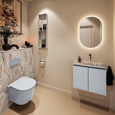 MONDIAZ TURE-DLUX 60cm toiletmeubel Clay. EDEN wastafel Glace positie rechts. Zonder kraangat.