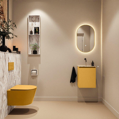 MONDIAZ TURE-DLUX 40cm toiletmeubel Ocher. EDEN wastafel Glace positie midden. Zonder kraangat.