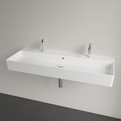 Villeroy & Boch Memento 2.0 wastafel onderzijde geslepen 120x47cm met overloop 2 kraangaten wit 4A22CK01