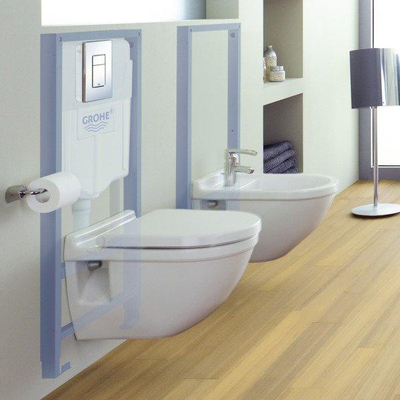 Nemo Go Flora toiletset 52x36x34cm zonder spoelrand wit met dunne softclose en takeoff zitting inclusief GROHE Rapid SL inbouwreservoir