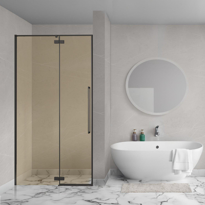 Aqua Vista Oria Linea nisdeur - 90x200cm - incl. montageset - champagne glas - Mat zwart