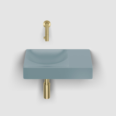 Clou Vale fontein 38 cm zonder kraangat rechts mat blauw keram