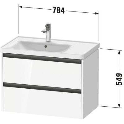 Duravit Ketho 2 wastafelonderbouwkast met 2 laden voor waskom links 78.4x45.5x54.9cm met grepen antraciet basalt mat