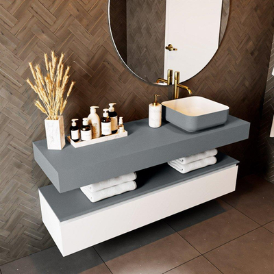 Mondiaz TOP 46 Vrijhangend Topblad - 140x46x12cm - geschikt voor waskom - Solid surface - Plata