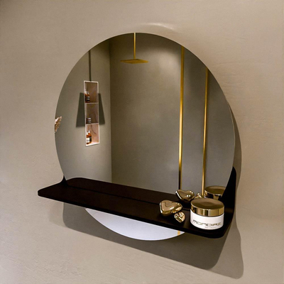 Mondiaz SPOT Badkamerspiegel - rond 50cm - spiegelplanchet - kleur Urban