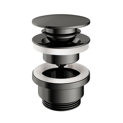 Hotbath Pal clickplug met schroef rond zwart / chroom SHOWROOMMODEL