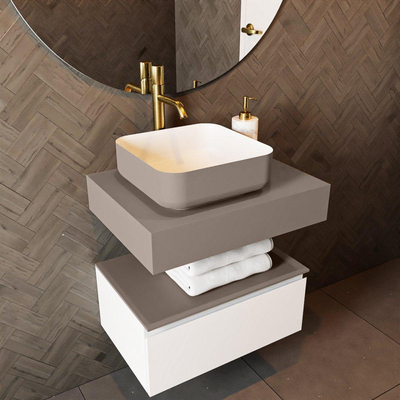 Mondiaz TOP 46 Topblad - 50x41x12cm - geschikt voor afdekplaat - Solid surface - Smoke